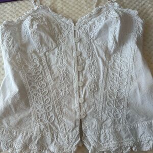 White Intricately Embroidered Camisole Top. Size L